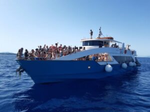 From Lefkimmi: Corfu, Kavos Party Booze Cruise - Early Photo Stop and 1.5-Hour Swim in a Nearby Cove