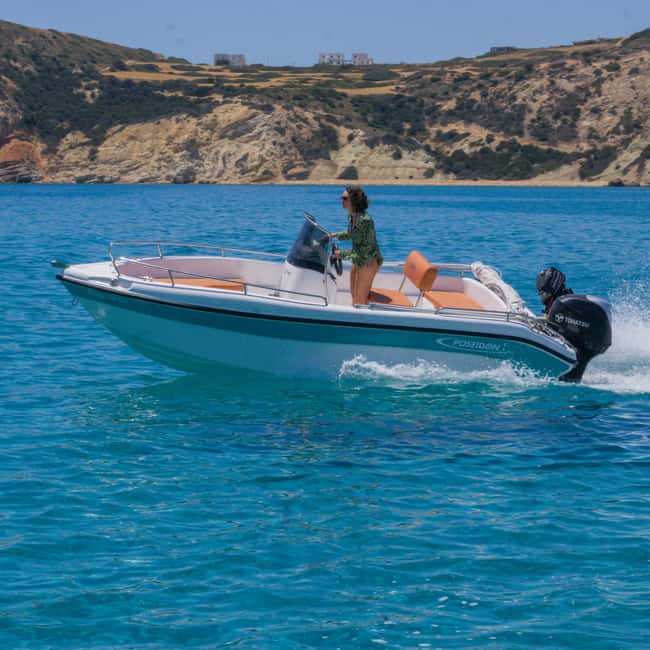 From Milos: Rent a Boat to Kleftiko (no license required) - Taking the helm from Provatas