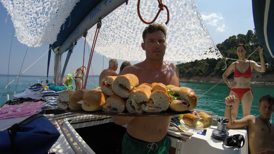 From Nea Fokea: Chalkidiki 6-Hour Cruise by Sailing Boat - Kriopigi: Beach Bar, Fruit, and More Time in the Sea
