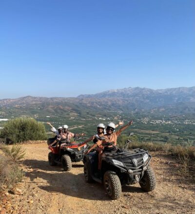 From Platanias: Quad safari with Hotel transfer - The grey Fiat van pickup