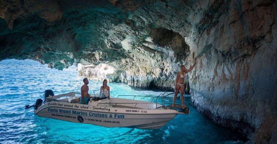 From Porto Vromi: Shipwreck Beach Private Boat Cruise - White Beach and the swim reality: why the order matters