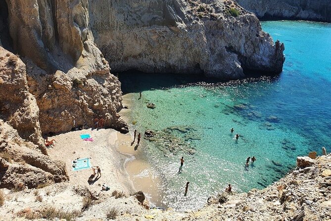 Full Day Private Cruise Milos, Kimolos and Polyaigos - Kimolos begins the morning with silver volcanic scenery