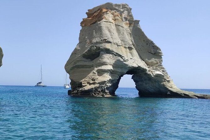 Full day sailing cruise on the West side of Milos island - Stop 2: Agios Ioannis coves and the monastery view
