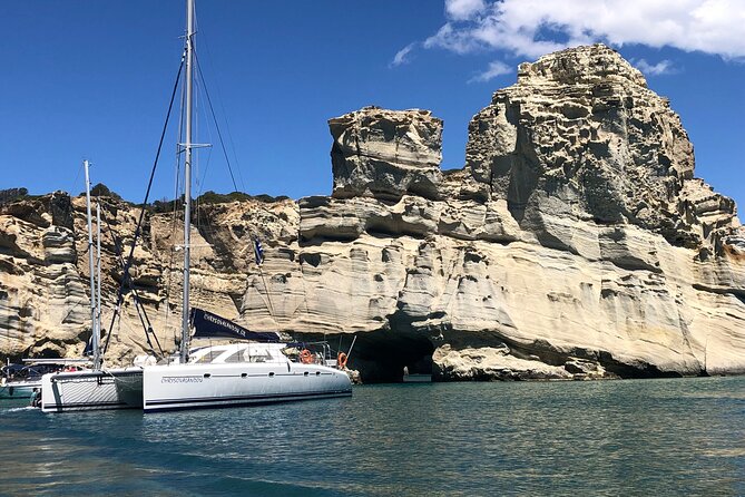 Full Day Tour to Kleftiko, Firlingos and Poliegos Catamaran - From Adamantas to Klima’s syrmata
