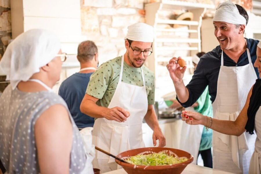 Greek Cooking Class with a Local Chef, Wine, & Meal in Drios - Your 3.5 Hours: Aperitif, Cooking Stations, and Group Dinner