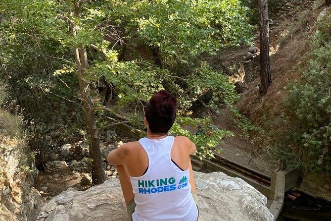 Guided hike to the seven springs from Archangelos - Walking the First Stretch: Olive Groves, Dense Plants, and a Stream Route