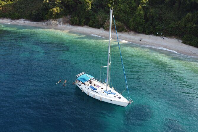 Guided Sailing Yacht Trip in Corfu Island - Barbati stop: 25 minutes in clear green water