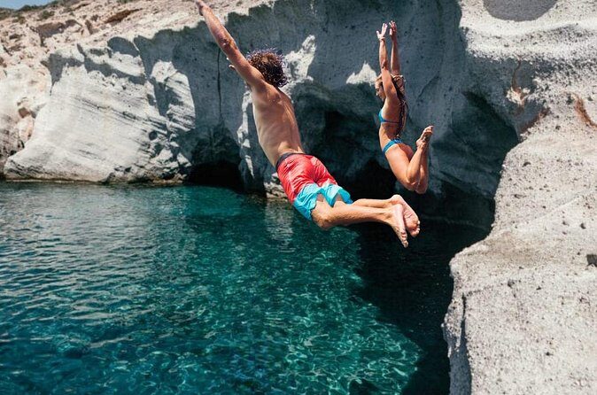 Half Day Sea Tours Blue Lagoon Sea Caves Antiparos Alyki port - Antiparos sea caves: rock passages, optional cliff jumping, and the most variety
