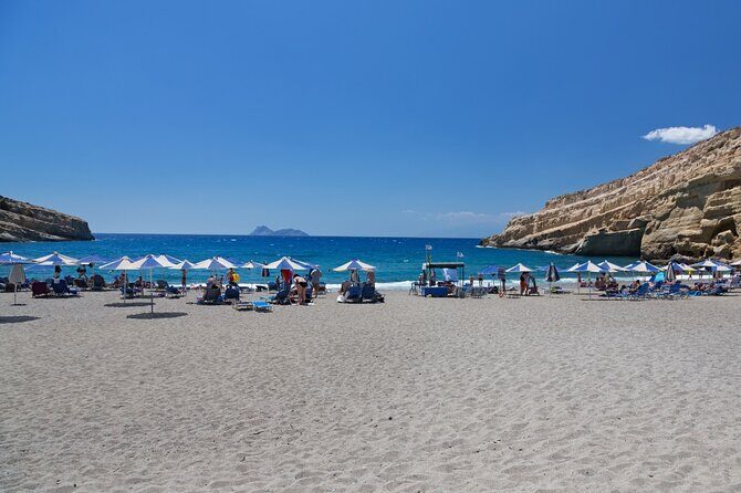 Heraklion: Matala Beach, Hippie Caves & Odigitria Monastery - Matala Beach Free Time: Swimming, Lunch, and the Red Beach Option