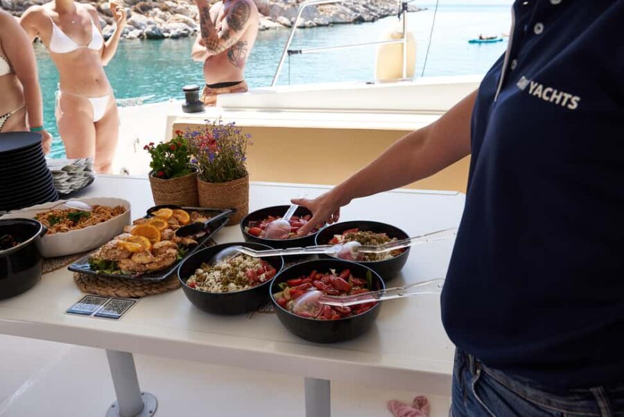 Hersonissos: Dia Catamaran Cruise with Lunch & Drinks - Drop-off across Crete: convenient if you’re staying nearby