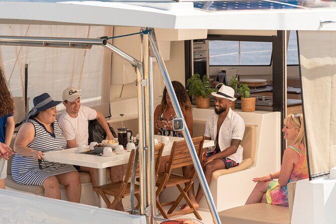 Hersonissos: Luxury Sunset Catamaran Cruise Sushi & Open Bar - Onboard comfort on DanEri Yachts: sunbeds, shade, Wi‑Fi, and practical extras
