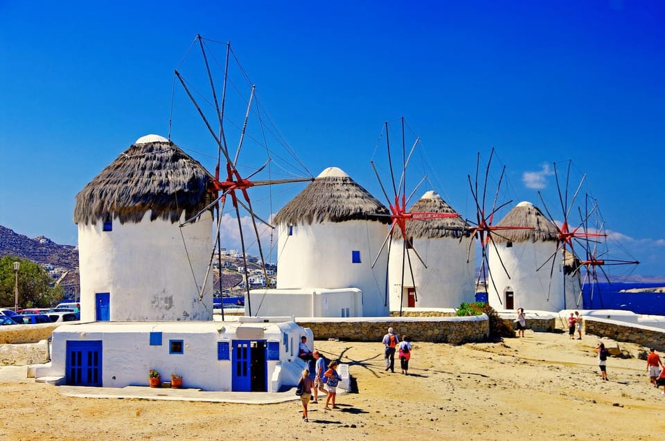 Iconic Mykonos: A Guided Walking Tour of Highlights - The Mykonos windmills and the Aegean view