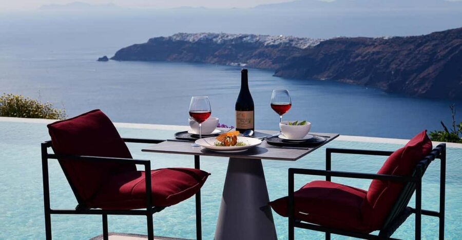 Imerovigli: Premium Wine Tasting with Caldera and Sea Views - The poolside bistro tasting: seven wines, guided story, real variety
