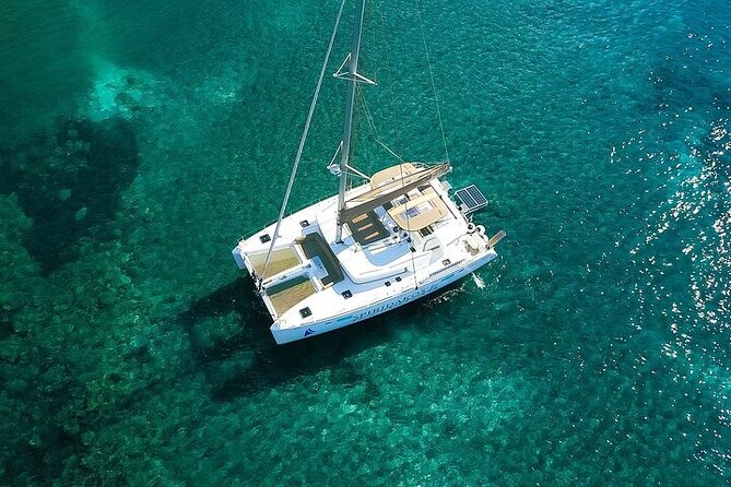Island Hopping: Santorini Catamaran Charter Cruise with a skipper - Setting sail from Santorini at 3:00 pm