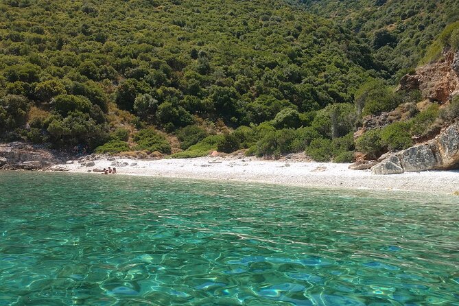 Ithaca Cruise swim stops to beaches- With snacks & fruit - Filiatro Beach and the Ionian water