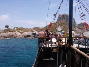 Kardamaina: Pirate Boat Cruise to 3 Bays with BBQ Lunch - Greek BBQ lunch on board: what’s included and what to expect