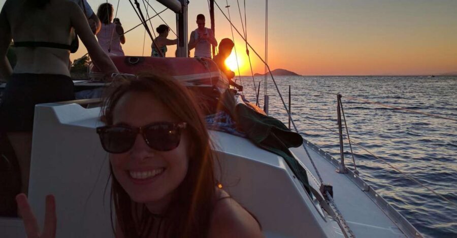 Kassandra: Sunset Sailing Boat Tour of Secluded Coves - Onboard Comfort: Toilets, Shade, Showers, and Music