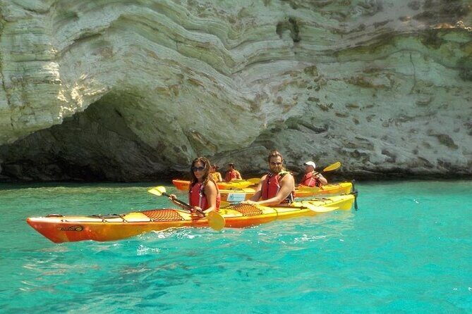 Kayak Trip to Hidden blue Cave, with lunch & fruits. - Paddling the Ionian coast toward the hidden Blue Cave