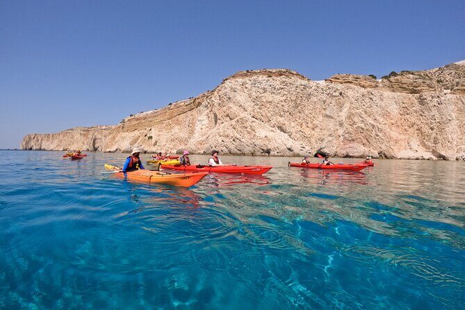 Kayaking Tour to the secrets of Milos - Gerakas Beach: the sea-access beach with sand-falls and volcanic rocks