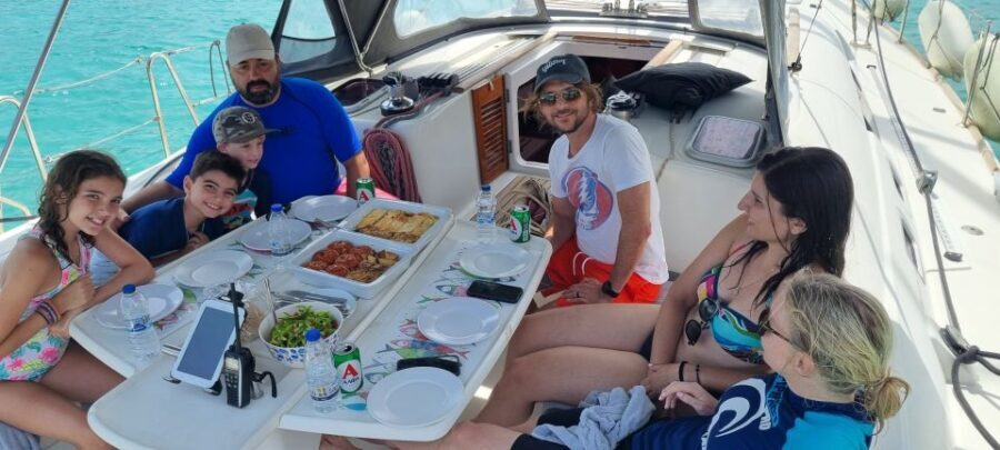 Kissamos: Balos and Gramvousa Private Sailing Trip with Meal - The onboard Cretan lunch: local food, real sea-breeze timing