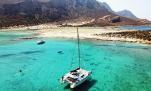 Kissamos: Balos & Gramvousa Luxury Catamaran Sailing Cruise - Balos Lagoon swim time: pink sand, shallow water, and toy options