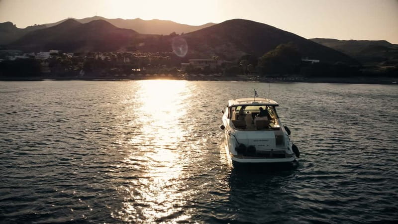 Kos: Seanomad Private Luxury Yacht Full Day 2 Islands Cruise - Leaving Kos Marina on a 2023 Sea Ray