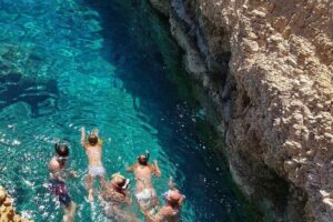 Koufonissia & Rina Cave with BBQ lunch - Rina Cave off Naxos: swimming inside the cave and around marine life