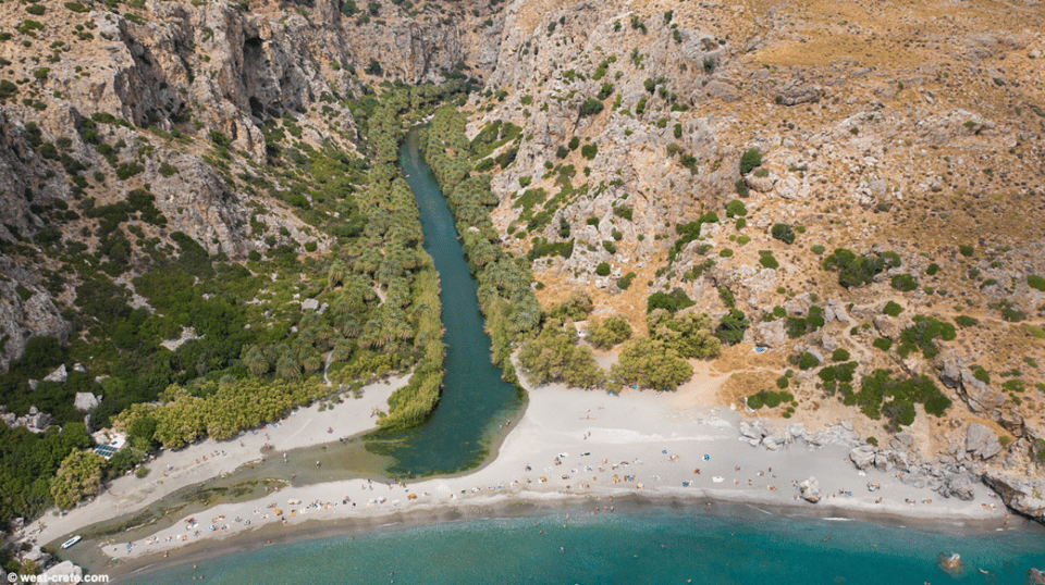 Kourtaliotiko Gorge & Preveli or Kalypso Beach | Private - Preveli Beach: palms, river, and a longer walk