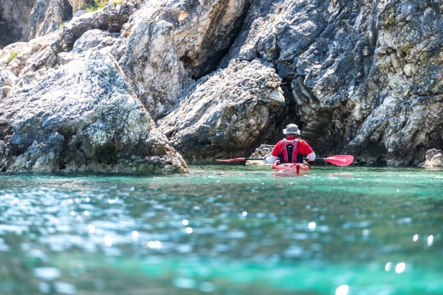 Lefkada: Blue Cave Kayak Tour with a Taste of Greece - Snorkeling for red starfish: why the water time is the point