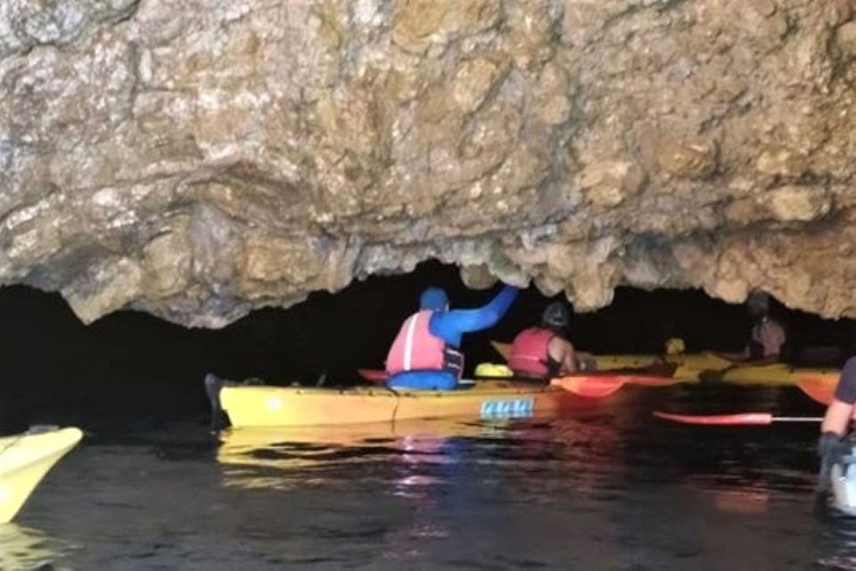 Lefkada: Hidden Blue Cave Kayak Trip with Lunch & Fruits - Paddling southeast along the Lefkada coast