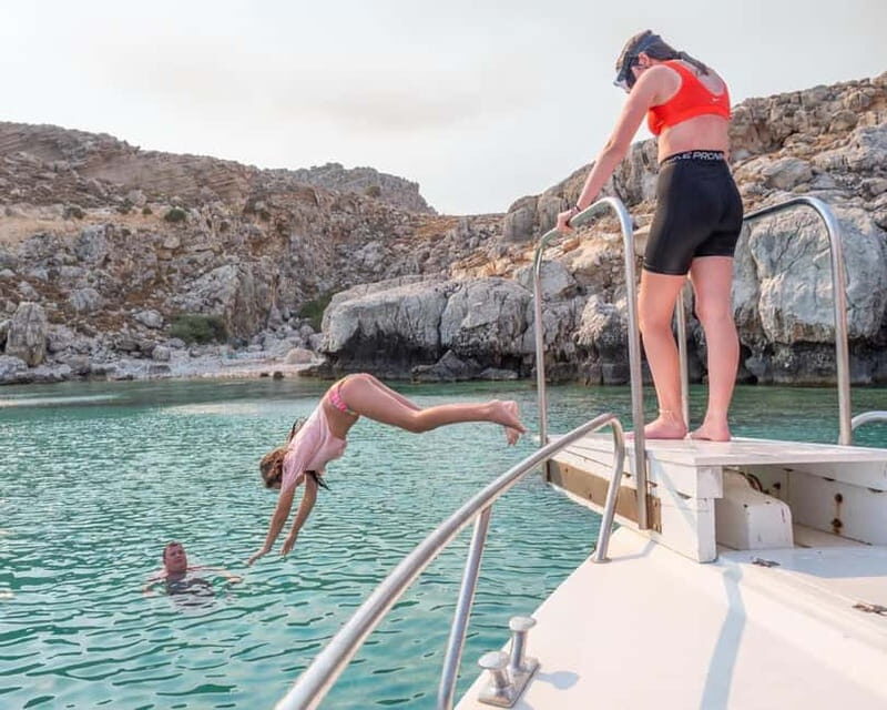 Lindos: 1.5 Hour Glass-Bottom Boat Cruise with Swim Stops - St. Paul’s Bay: the calm, photo-ready stop at Lindos’ doorstep