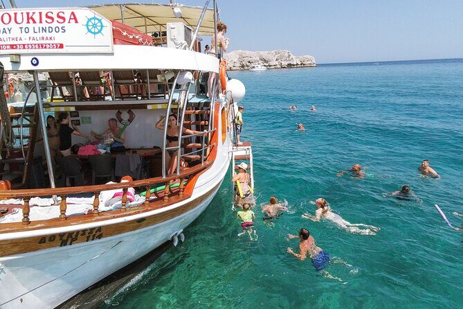 Lindos Boat Cruise from Faliraki & Kalithea with Swim Stops - Onboard comfort and crew style on MS Doukissa