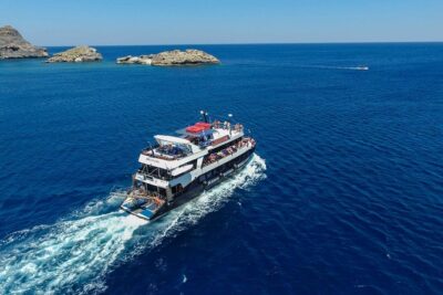 Lindos Full Day Boat Tour with Swimming - The morning sailing from Rhodes