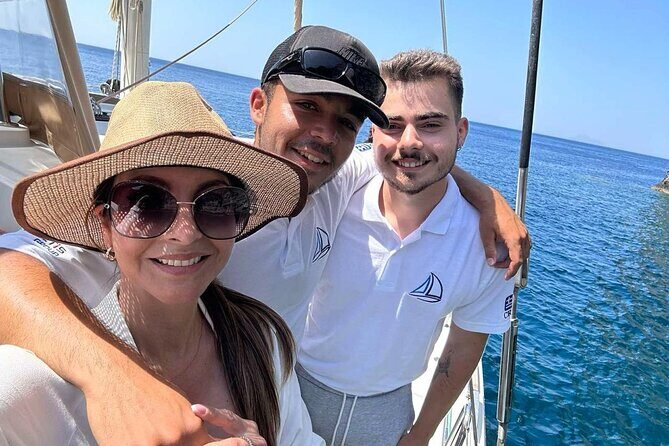 Luxury Santorini Sunset Cruise: Dinner, BBQ, Open Bar, Transfers - Mesa Pigadia Beach (1 Hour): Swim, Snorkel, and Reset Your Day