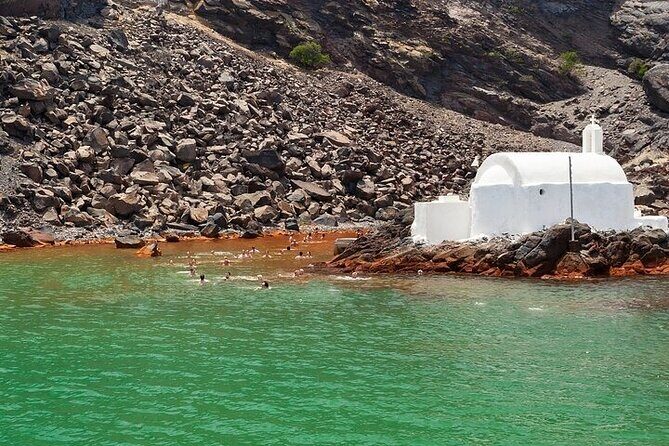 Luxury Small-Group Catamaran Cruise with BBQ, Open bar & Transfer - Palea Kameni hot springs: warm water, open-water swim, real volcano energy