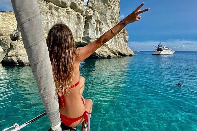 Milos and Polyaigos Full Day Cruise with Meals and Snorkelling - Gerakas emerald waters and a beach you can’t just stroll to