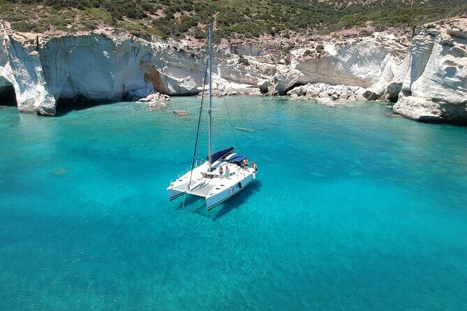 Milos caves snorkelling Catamaran Cruise in a small group - Klima and Adamas Bay: Photo Stops Plus Milos Context