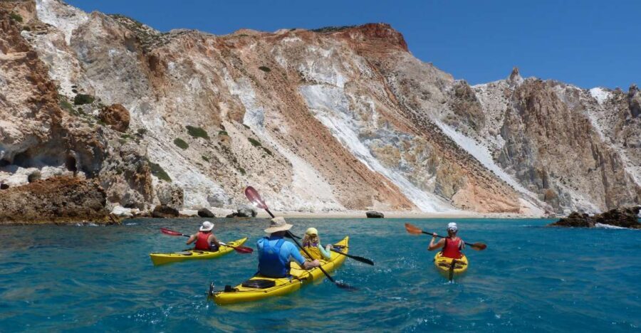 Milos: Guided Kayaking Trip with Snorkelling & Lunch - Meeting in Adamas: quick handoffs, clear setup, easy parking