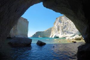 Milos: Half-Day Speedboat Cruise to Kleftiko with snorkeling tour - Sykia sea cave photo stop: emerald water and a collapsed roof