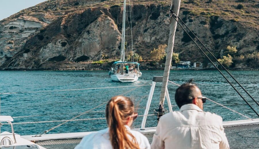 Milos: Kleftiko Morning Catamaran Cruise with Lunch & Drinks - The catamaran experience: space, shade, music, and onboard essentials