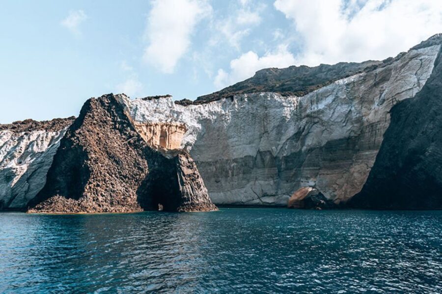 Milos: Milos and Polyaigos Snorkeling and SUP Cruise - From Gerakas to Thiorichia: where you slow down with lunch and sulfur-mine views