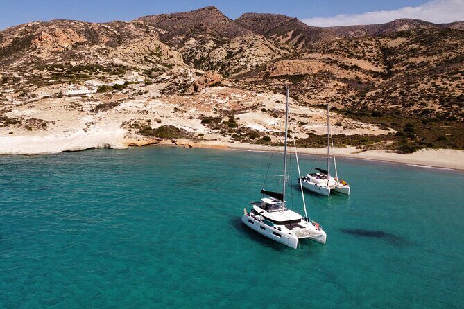 Milos & Poliegos Catamaran Cruise Homemade Full menu BBQ & Drinks - Boat day basics: start time, meeting point, and small-group feel