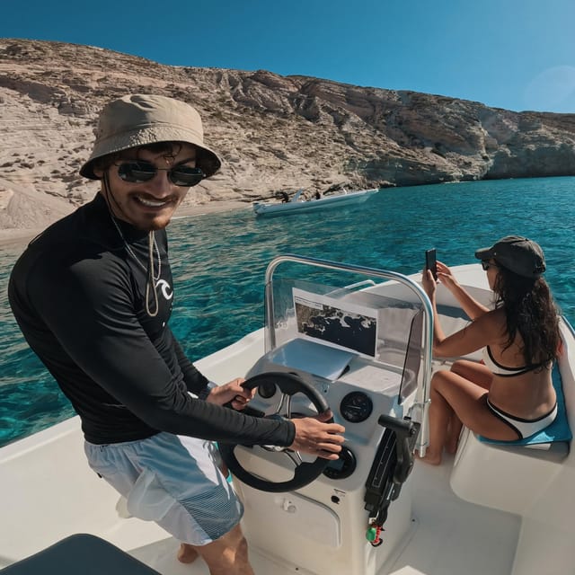 Milos: Self-Drive Boat Rental with Optional Skipper - Taking the Helm at Provatas Beach