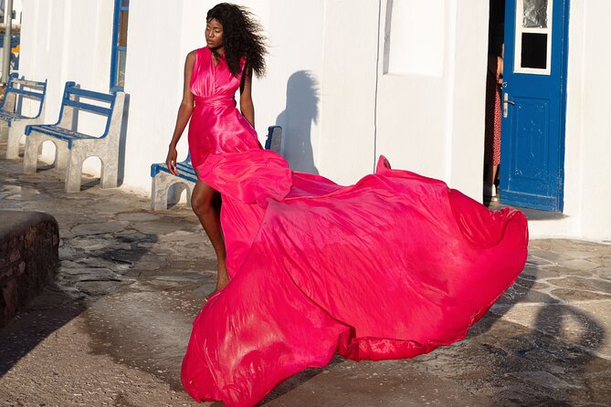Mykonos Flying Dress High End Professional Photographer - What this Mykonos photoshoot is really like