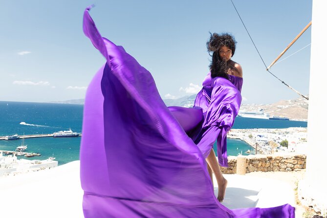 Mykonos Flying Dress High End Professional Photographer - Little Venice and the waterfront