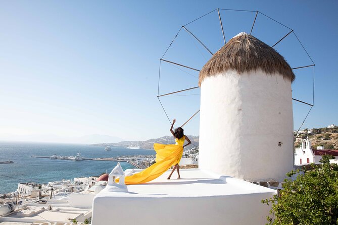 Mykonos Flying Dress High End Professional Photographer - Choosing a dress and preparing at the studio