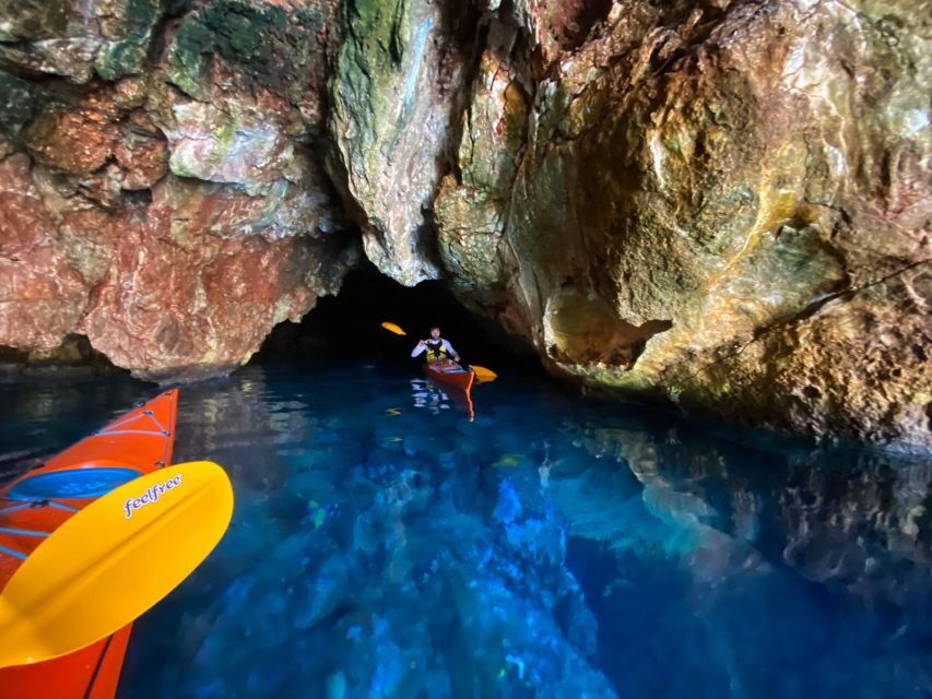 Naxos: Rhina Cave and Coastline Sea Kayaking Tour - Snacks at the cave: why the timing feels right