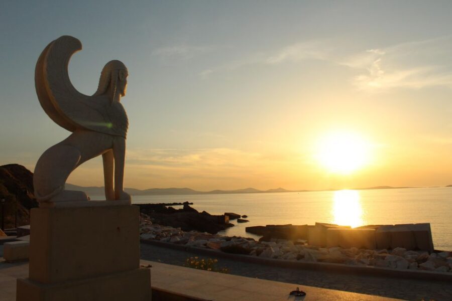 Naxos: Wine and Mythology Sunset Tour - Meeting at the Sphinx, then straight into Greek myth mood