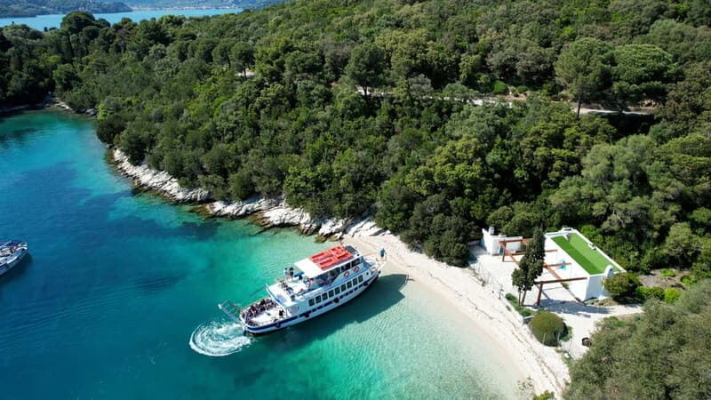 Nydri: Island Hopping Boat Cruise with Beach BBQ Lunch - Gerakas Beach BBQ: lunch on the sand with umbrellas and real swimming time