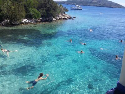 NYDRI: Wooden Boat Cruise to Meganisi & Scorpio - Lefkada - An Hour in the Water at Lakka